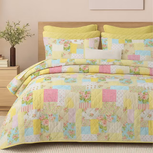 Velosso Breathable Cotton 2.0 Tog Summer Quilt and Pillowcase Set, Yellow/Multicolour