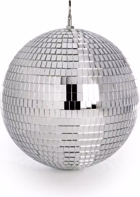 Pukkr Silver Mirror Disco Ball Hanging Bauble, Diameter: 30 cm