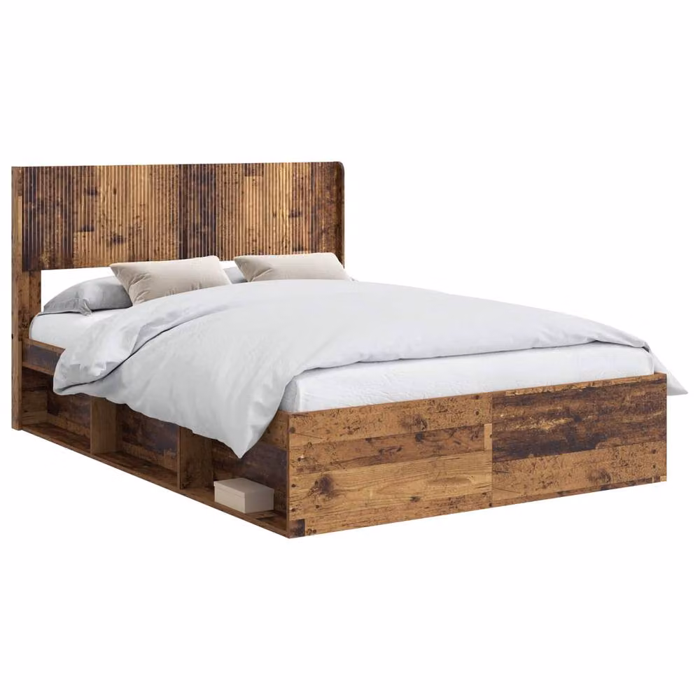 Berkfield Home Bed Frame with Headboard and Side Compartment Storage, Brown, W/D/H: 120 x 200 cm – 2