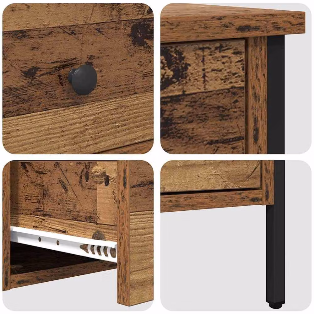 Berkfield Home Bedside Cabinet in Brown Old Wood, W/D/H: 40 x 42 x 50 cm – 4