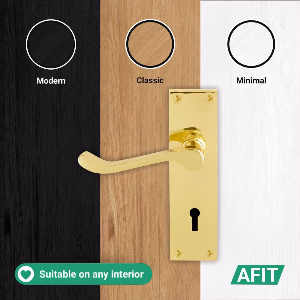 AFIT Polished Brass Scroll Handle Sashlock Set in Gold, W/H: 15.0 x 15.0 cm – 4