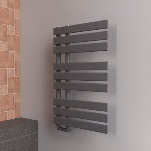 Lux Heat Anthracite Grey Open-Flat Designer Steel Towel Radiator H 80 cm x W 50 cm