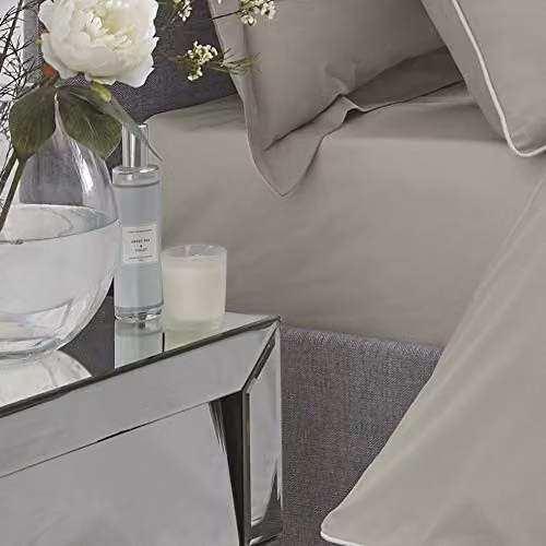 Appletree Premium 200TC 100% Cotton Percale Double Fitted Sheet in Silver, W/D/H: 140 x 190 x 35 cm – 1