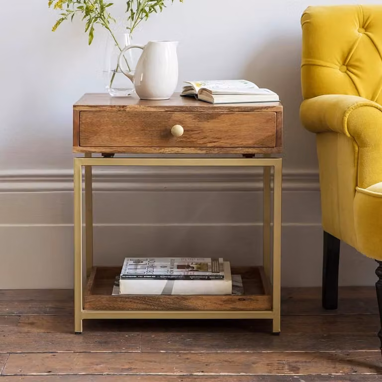 Atkin & Thyme Henley Rustic Mango Wood Side Table in Brown
