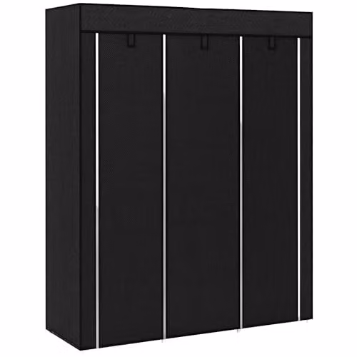 HOMCOM Fabric Wardrobe with Roll Shutter and Internal Shelves in Black, W/D/H: 125 x 43 x 162.5 cm – 1