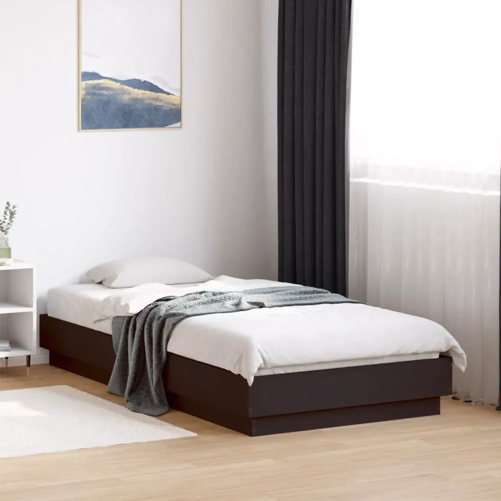 Berkfield Home Modern Small Single Bed Frame in Black with LED Under-Bed Lighting and USB Charging Port, W: 75 cm, L: 190 cm – 3