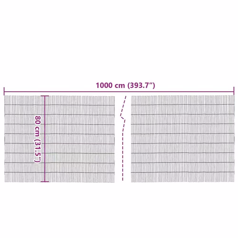 Berkfield Woven Reed Garden Fence Mat in Brown, W: 1000 cm, H: 80 cm – 3