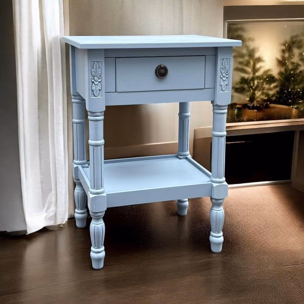 Minster Single Drawer Side Table in Blue, W: 45 cm, D: 35 cm, H: 65 cm – 3
