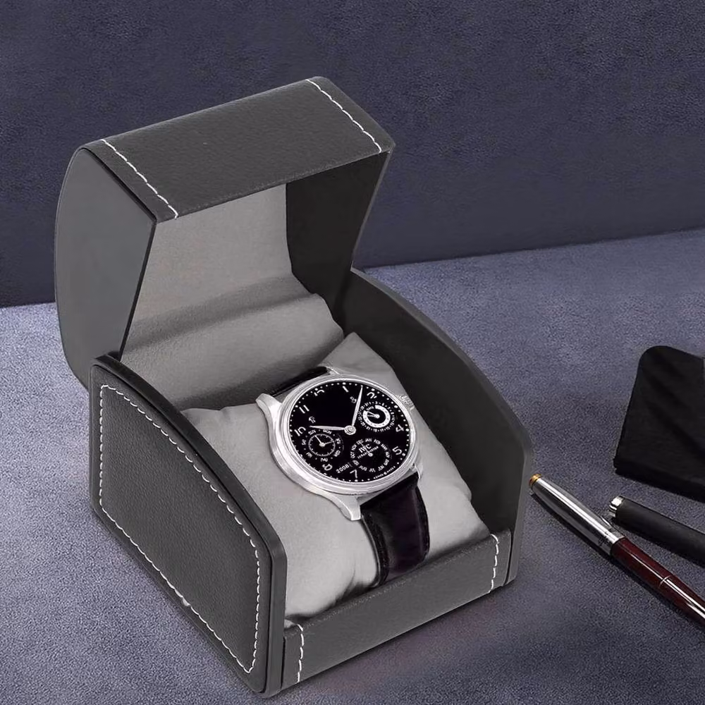 EONLION Black PU Leather Single Grid Watch Display and Storage Box – 3