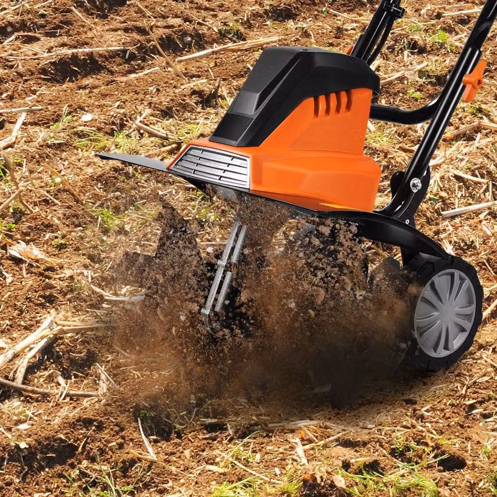 Costway 1500W Electric Tiller Garden Soil Cultivator Rotavator, Orange – 4