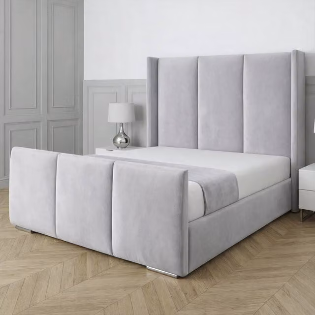 Living Comfort Bedz Westbury Silver Velvet Upholstered Gas Lift Storage Bed, Size: 180 x 200 cm