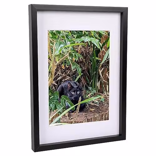Nicola Spring Black Rectangular 3D Shadow Box Photo Frame with White A4 Mount – 1