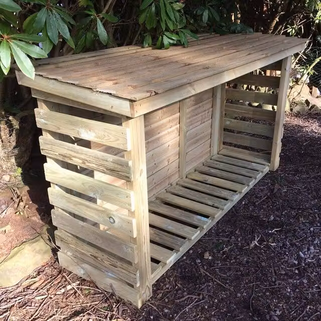 Churnet Valley Garden Furniture Ltd Heavy Duty Wood Firewood Kindling and Log Store in Brown, W/D/H: 120 x 60 x 180 cm – 1