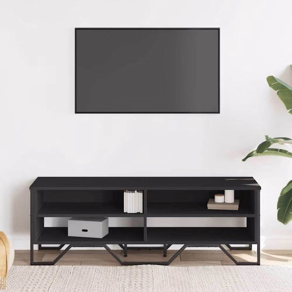Berkfield Home Modern Black TV Cabinet in Matt MDF, W/D/H: 122 x 34 x 41 cm – 3