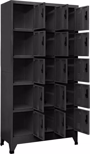 Berkfield Home Anthracite Metal Locker Cabinet with Hinged Doors and Lock, W/D/H: 90 x 40 x 180 cm