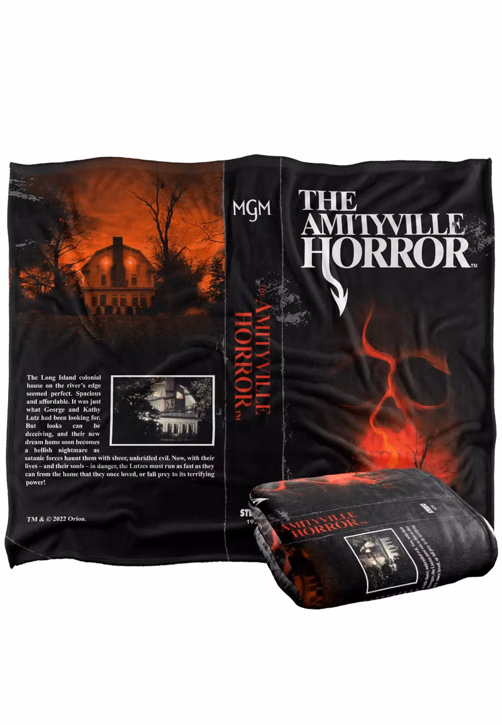 LOGOVISION Amityville Horror VHS Logo Super Soft Microfibre Throw Blanket, White and Multicolour, W: 152 cm, D: 127 cm – 7