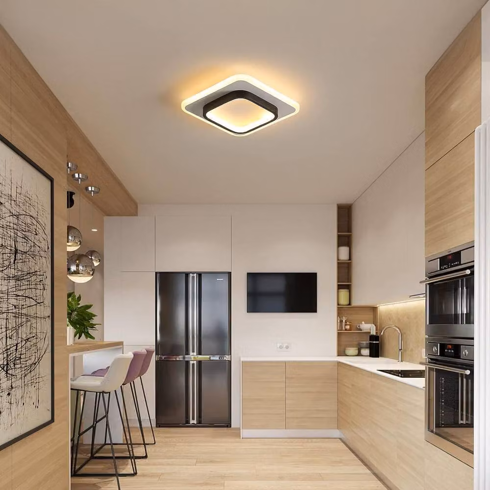Goeco Modern Square LED Ceiling Light, 24W, Warm White 3000K, Black – 2