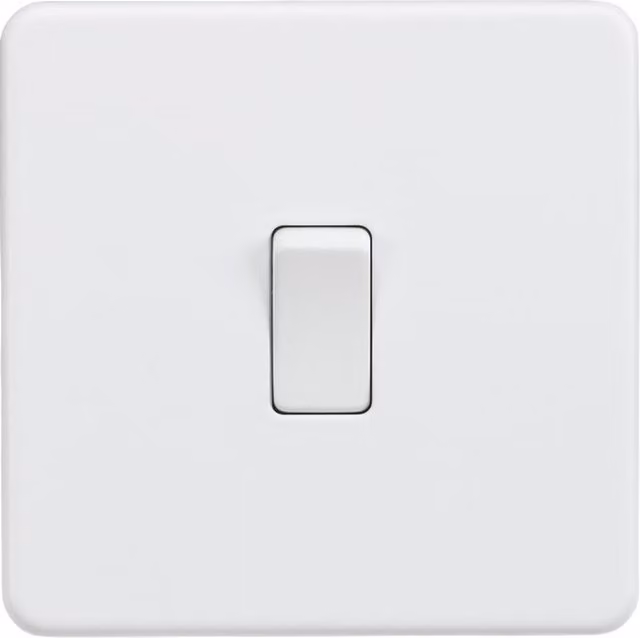 Knightsbridge SF1200MW Screwless 10AX 1G Intermediate Switch in Matt White