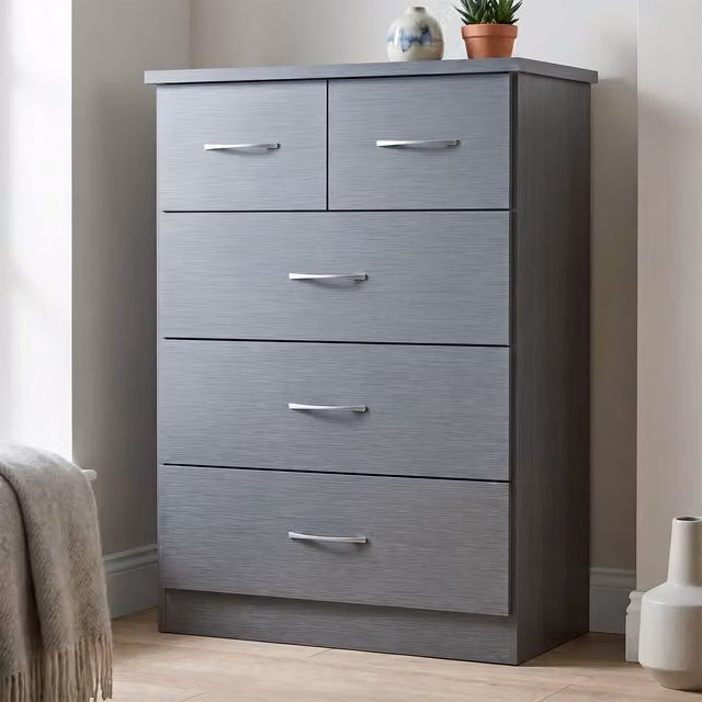 Seconique Nevada 3+2 Drawer Chest in Matt Grey – 3