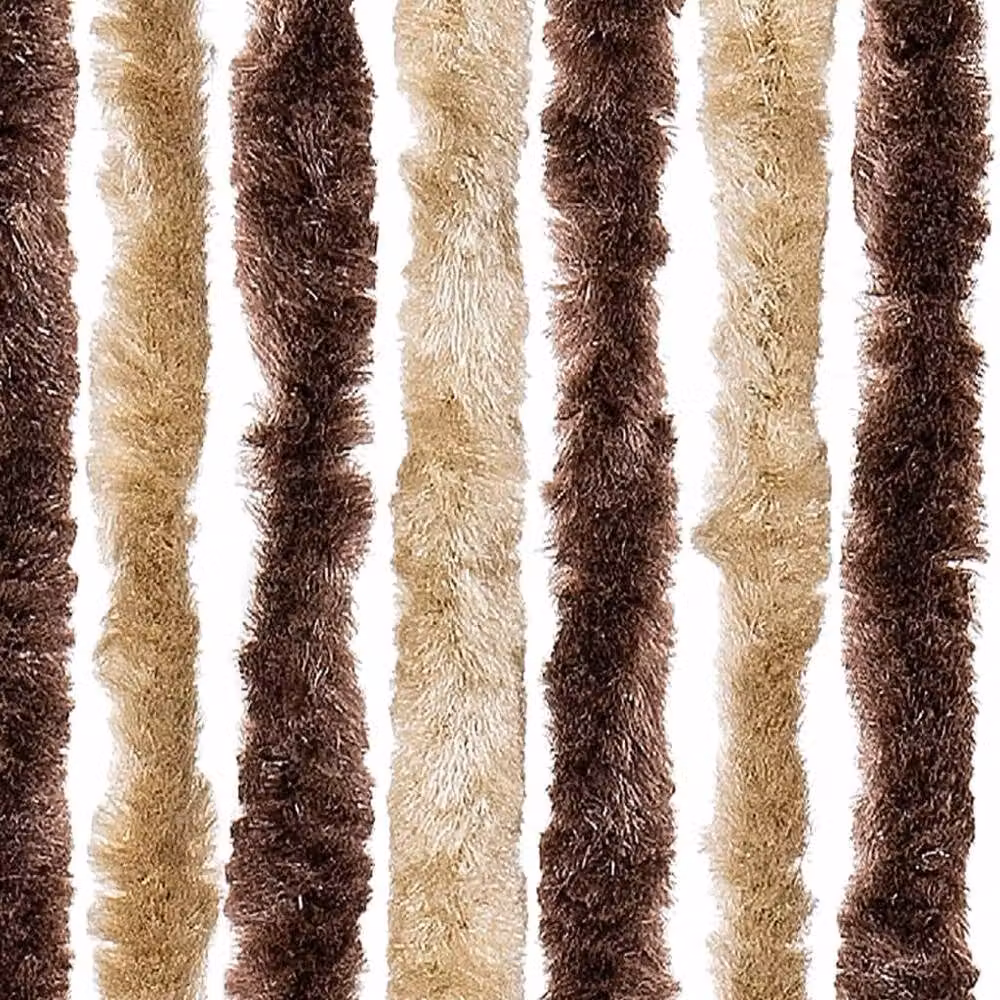 Berkfield Home Chenille Fly Curtain in Beige and Light Brown, W: 100 cm, H: 230 cm – 5