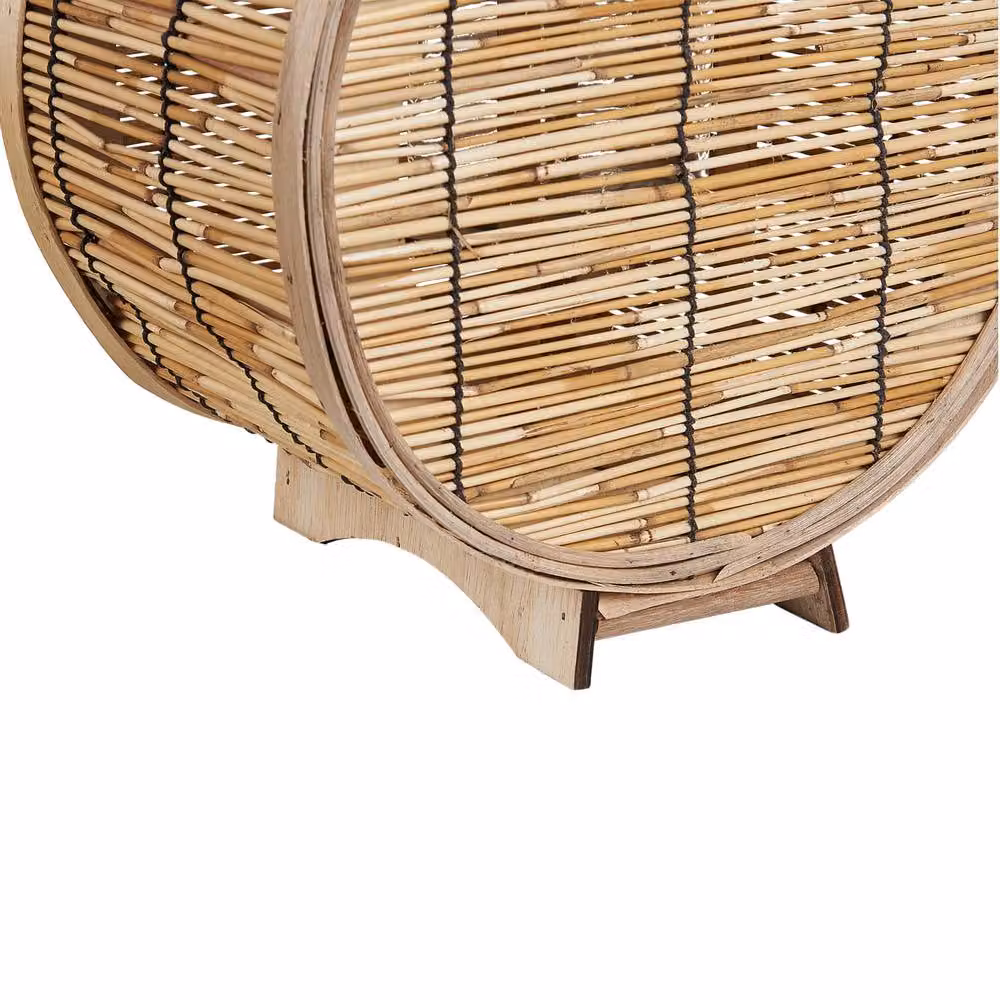 Wyld and Coco Natural Rattan Lantern with Glass Candle Holder, Brown, Diameter: 30 cm – 3