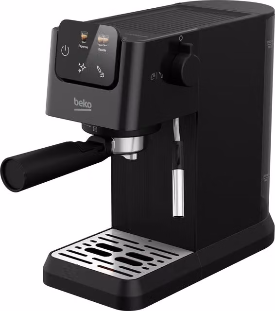 Beko Manual Espresso Coffee Machine with Steam Wand and Touch Display, Black