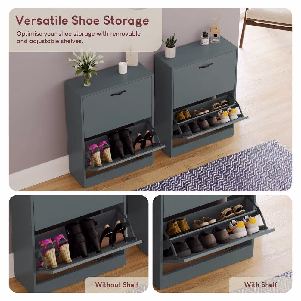 HD Designs Vida Designs Modern 2 Drawer Green Metal Shoe Cabinet – 5