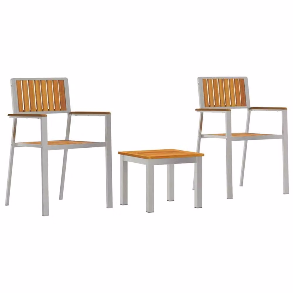 Berkfield Home 3 Piece Acacia Wood Garden Dining Set in Brown – 2