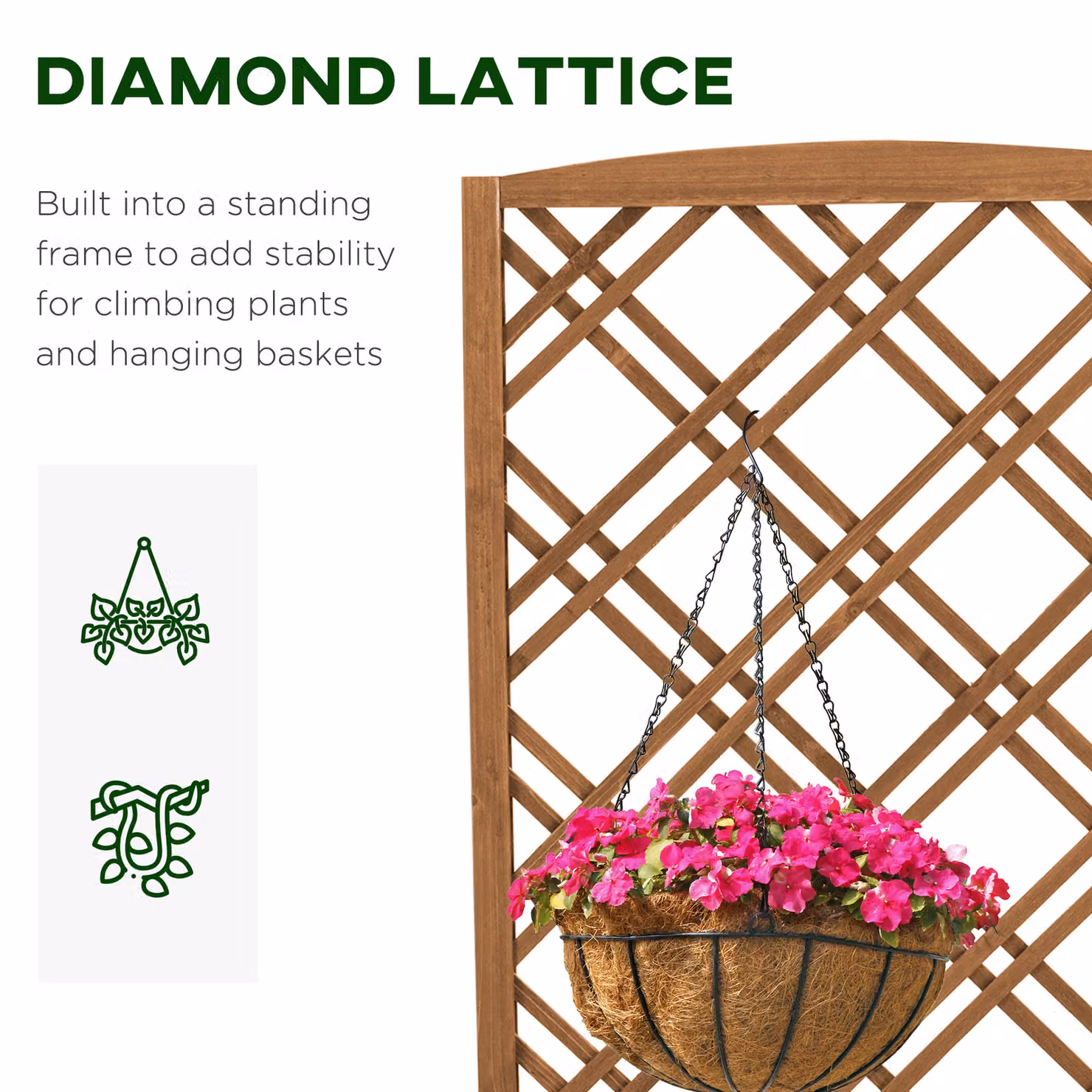 Outsunny Wooden Garden Planter with Lattice Trellis, Brown, W/D/H: 122.5 x 53.5 x 24 cm – 5