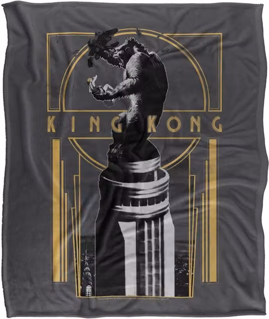 Warner Bros. King Kong Deco Super Soft Fluffy Polyester Throw Blanket, Multicolour, Large