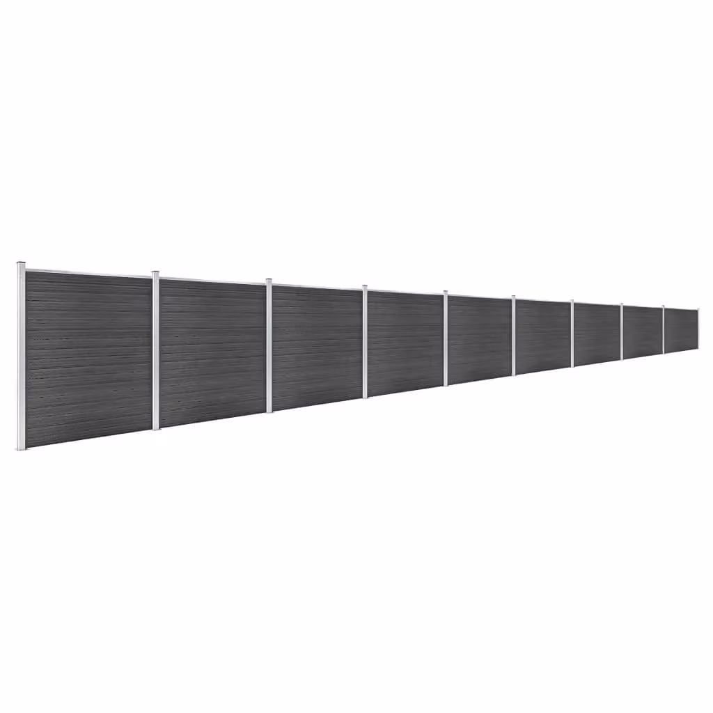 Berkfield Home WPC Fence Panel Set in Black, W/H: 1564 x 186 cm – 2