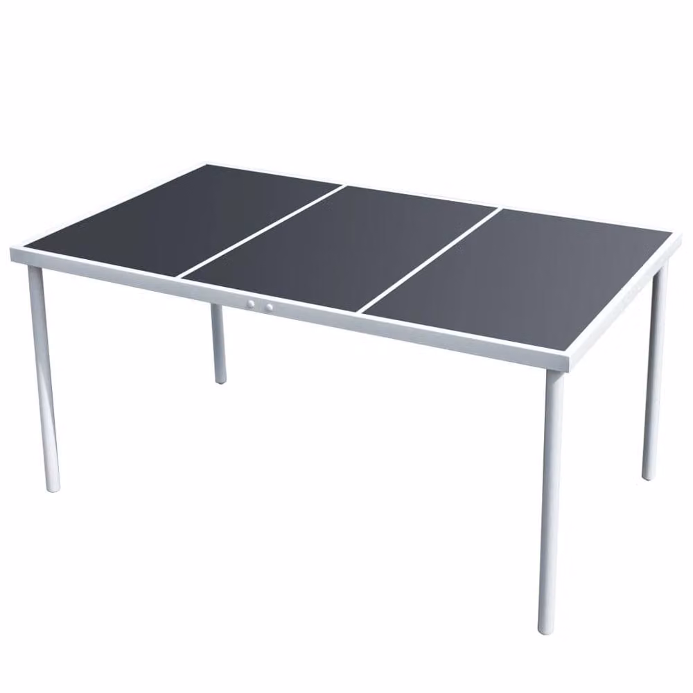 Berkfield Home Extendable Rectangular Garden Table in Black Powder Coated Steel and Glass, W: 150 cm, D: 90 cm, H: 74 cm – 2