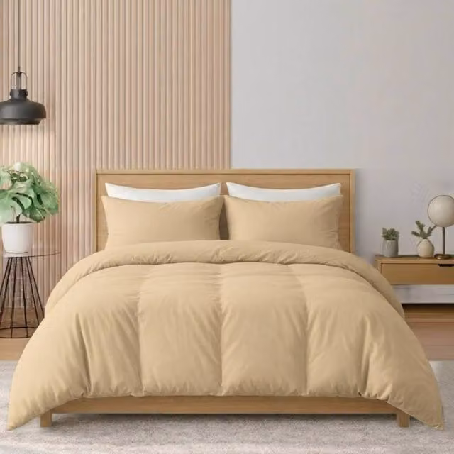 Pamposh 400 Thread Count Cotton Mako Satin Reversible Duvet Cover Set in Beige, W/D/H: 135 x 200 cm