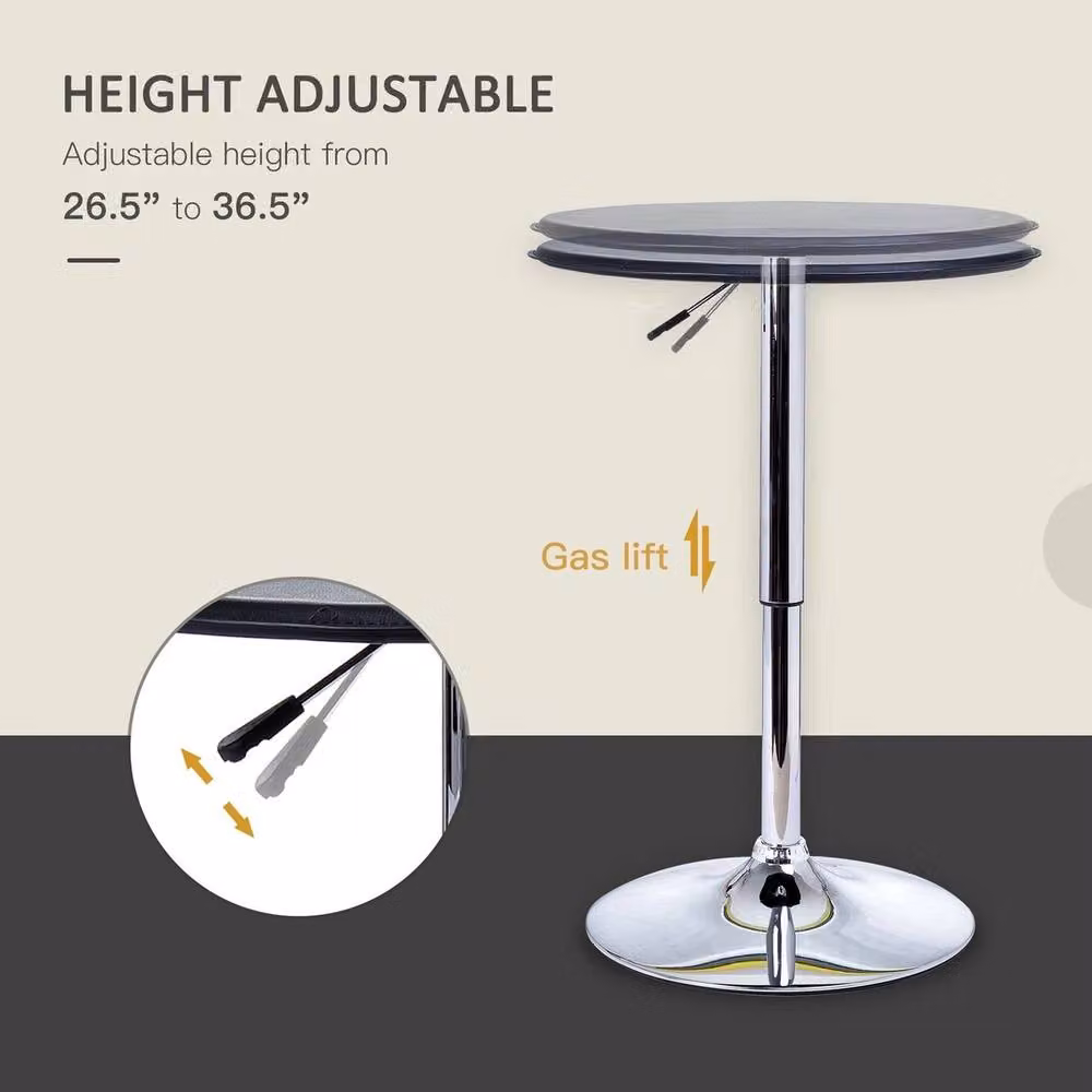 NESTLUNE Round Swivel Bistro Bar Table in Black with Rotating Top and Height Adjustable Central Column – 4
