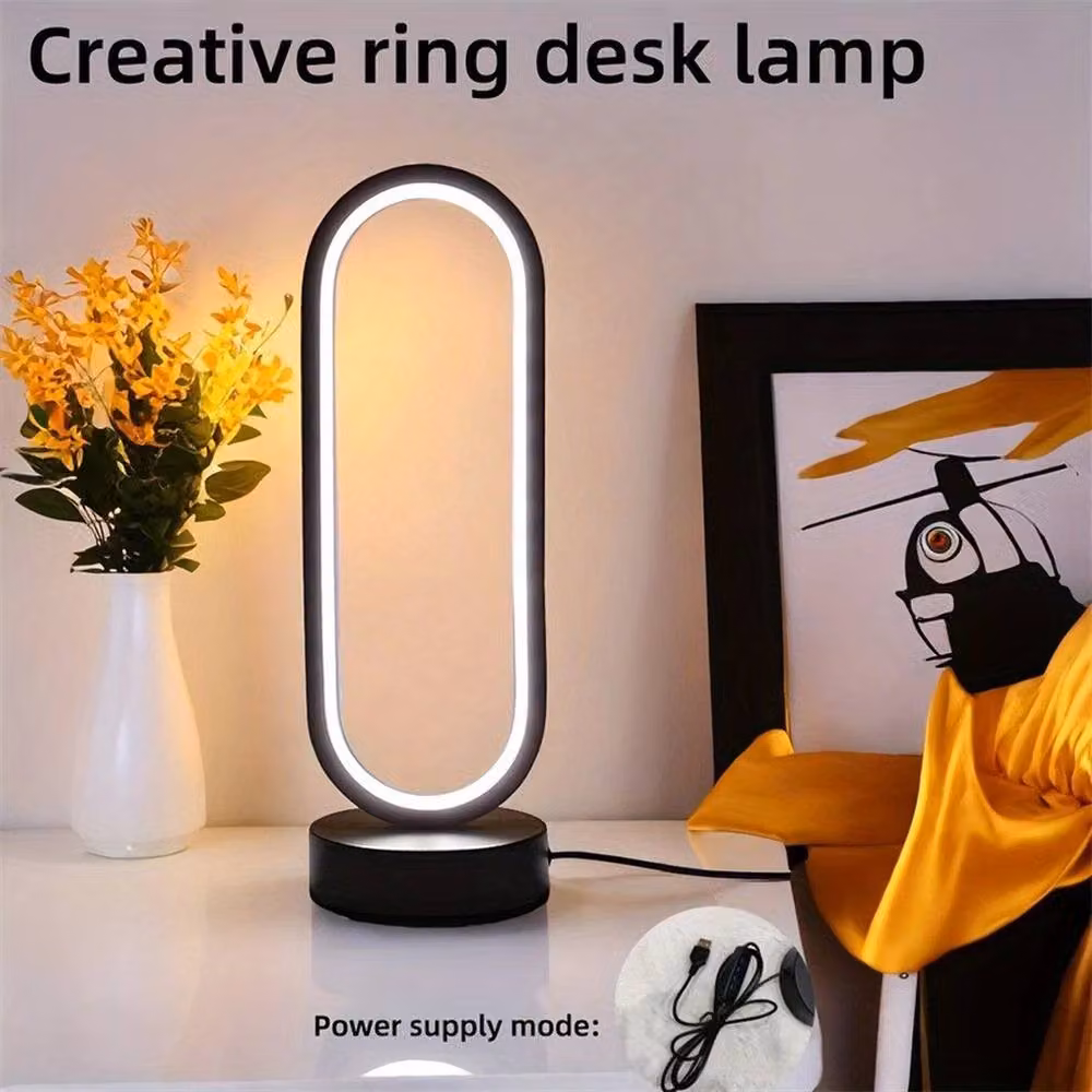 Kelvenix Black Dimmable LED Ring Tabletop Lamp with Three-Colour Dimming and Touch Control – 2