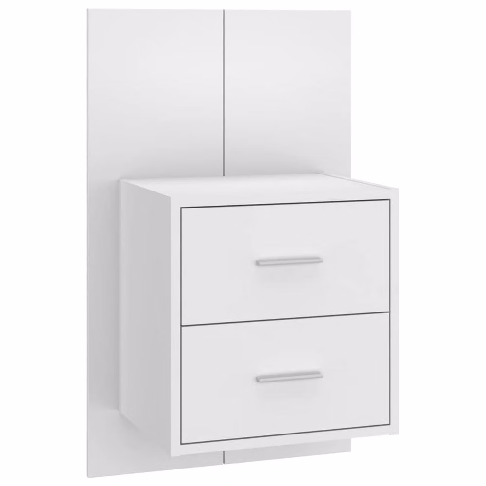 Berkfield Home Spacious Wall-mounted Bedside Cabinet in High Gloss White, W/D/H: 48.5 x 32.5 x 80.0 cm – 3