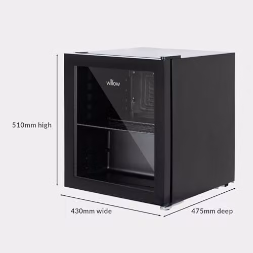 Willow WBC48B 48L Table Top Beverage Cooler in Black with Triple Glazed Glass Door and Adjustable Thermostat – 7