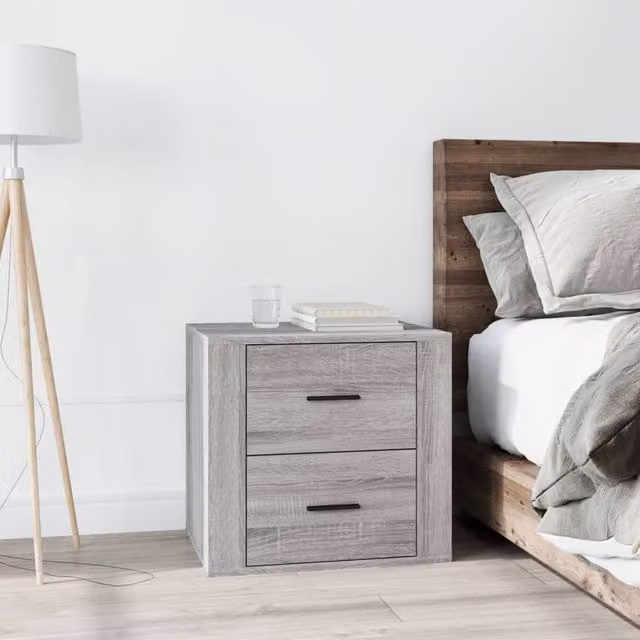 Berkfield Home Grey Sonoma Bedside Cabinet W: 50 cm, D: 39 cm, H: 47 cm