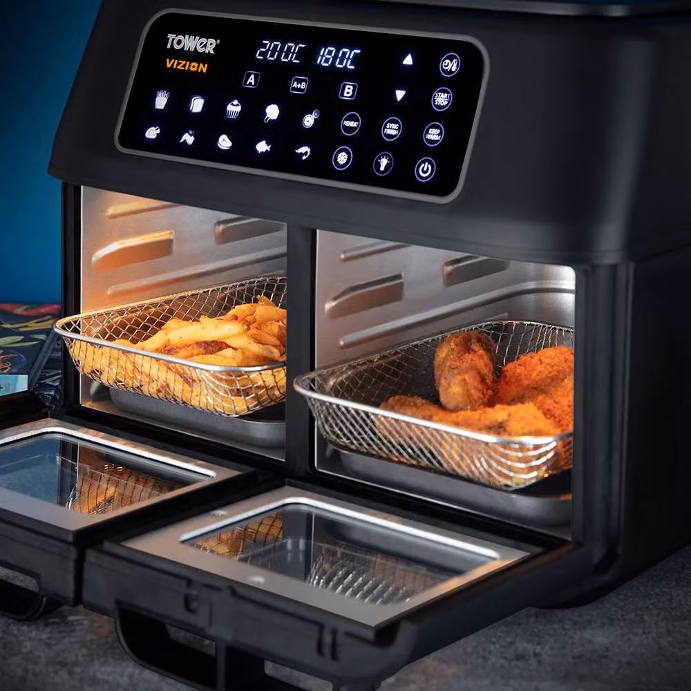 Tower Vortx Vizion Dual Compartment Air Fryer Oven, 11L, Black, T17102 – 4