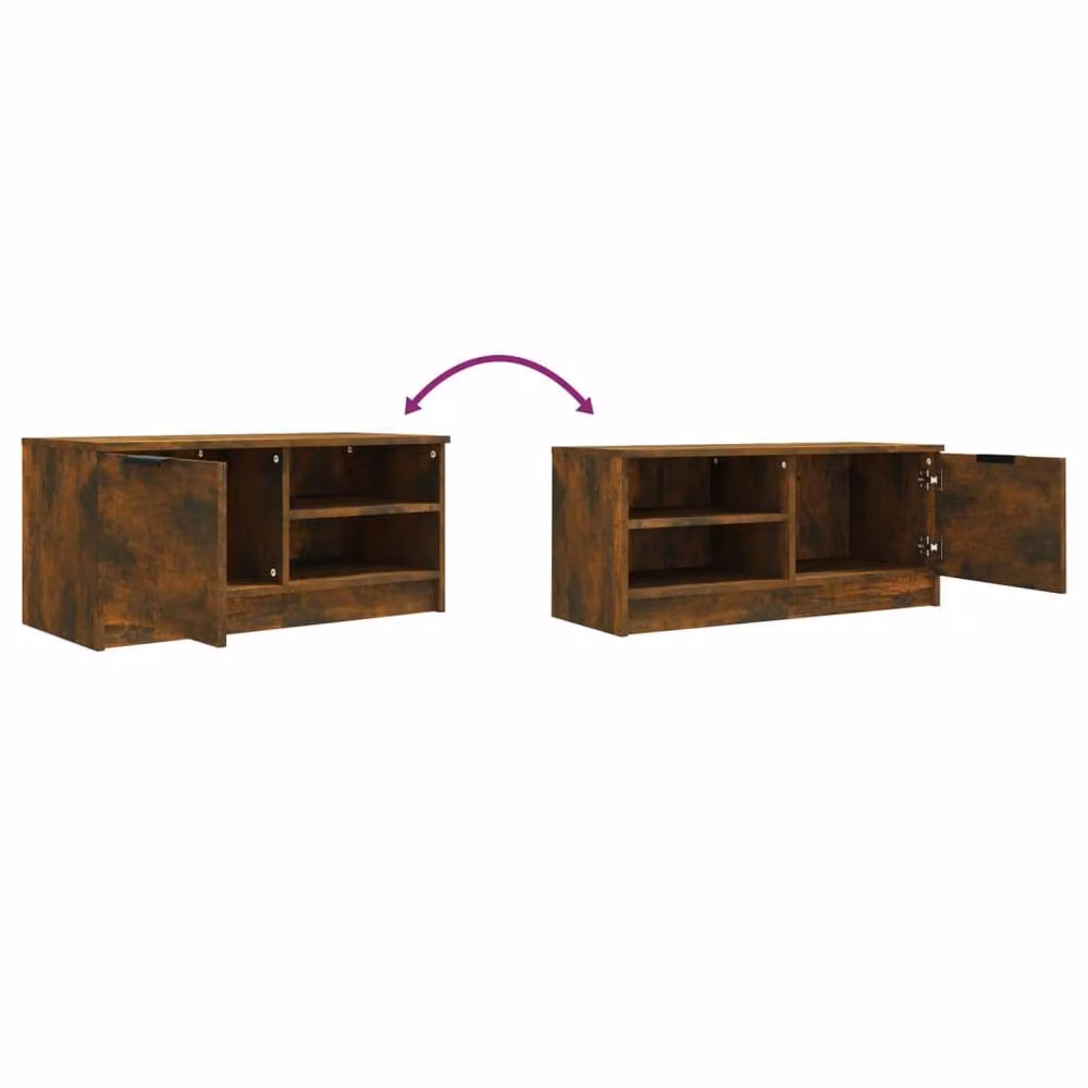 Berkfield Home TV Cabinet in Smoked Oak Brown, W/D/H: 80 x 35 x 36.5 cm – 4