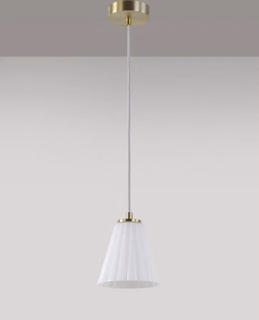 M&S Georgia Suspended Pendant Light in White and Gold/Brass