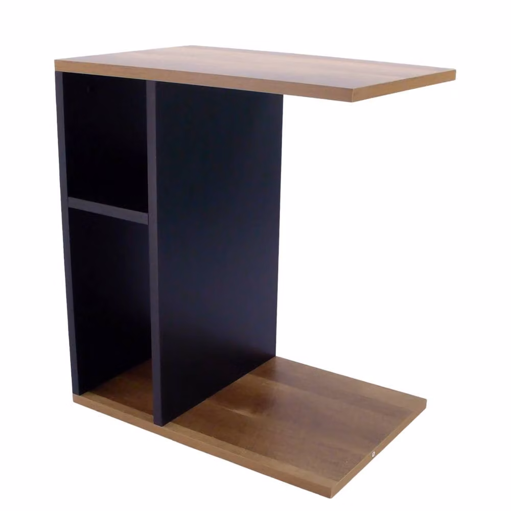 FORGEVIO C-Shaped Sofa Side Table with Shelves, Brown, W/D/H: 30 x 45 x 51 cm – 2