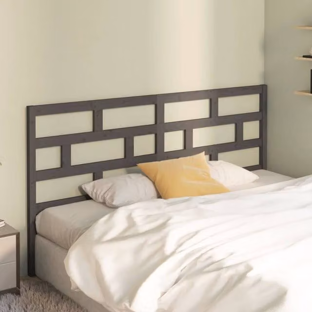 Berkfield Home Beautiful Grey Solid Pine Wood Bed Headboard W: 186 cm, D: 4 cm, H: 100 cm – 1