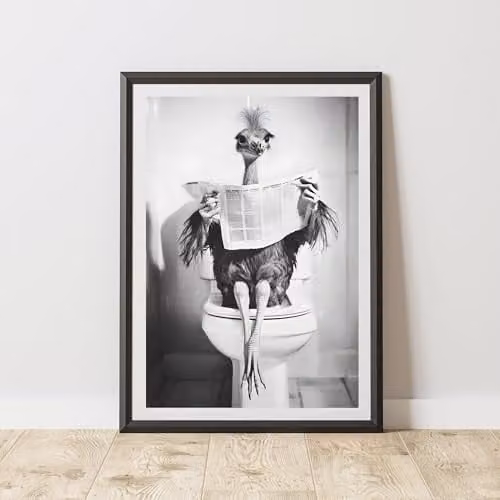 60 Second Makeover Emu On The Toilet Animal Print Paper Poster, A3 Size