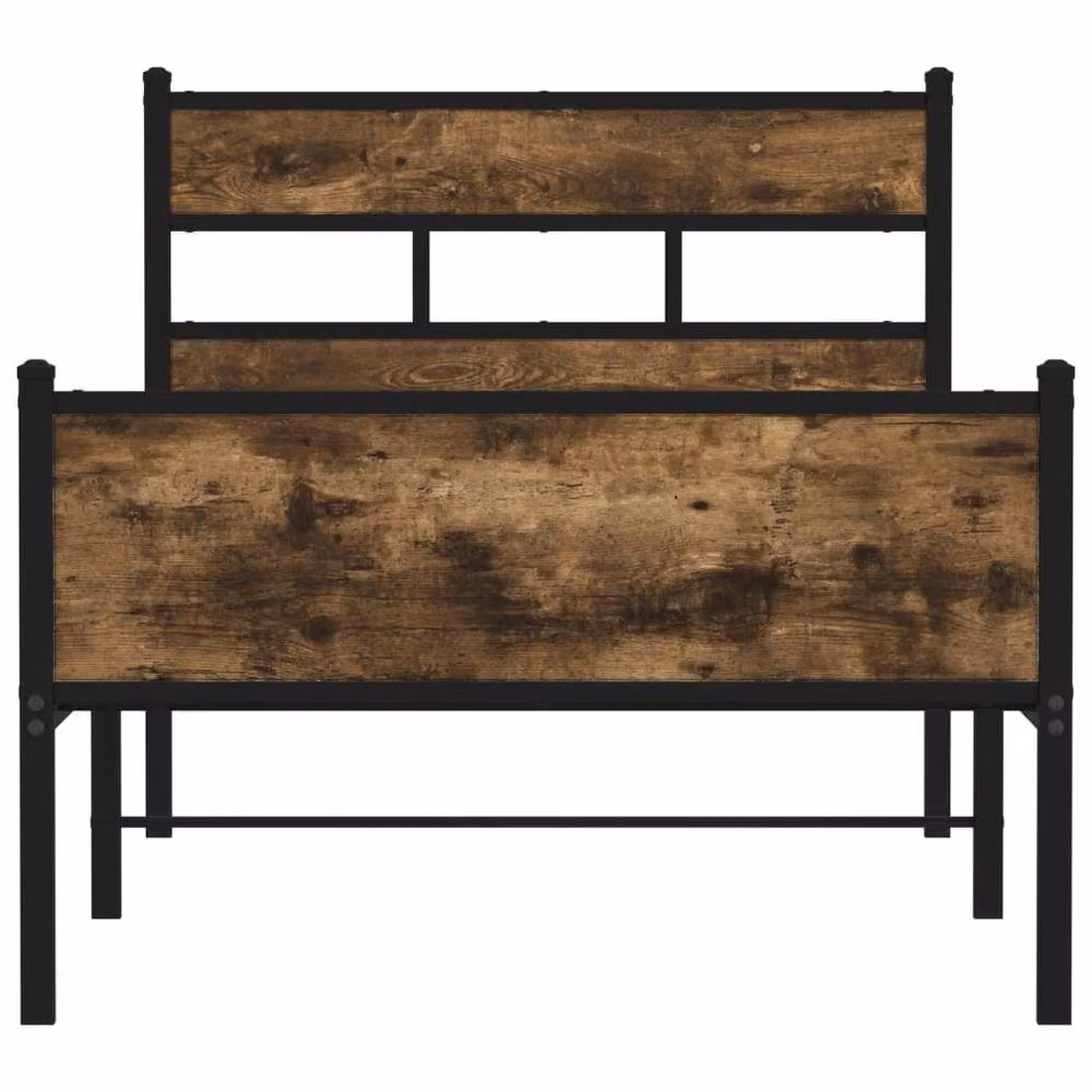 Berkfield Home Smoked Oak Bed Frame in Brown, W/D/H: 90 x 200 cm – 4