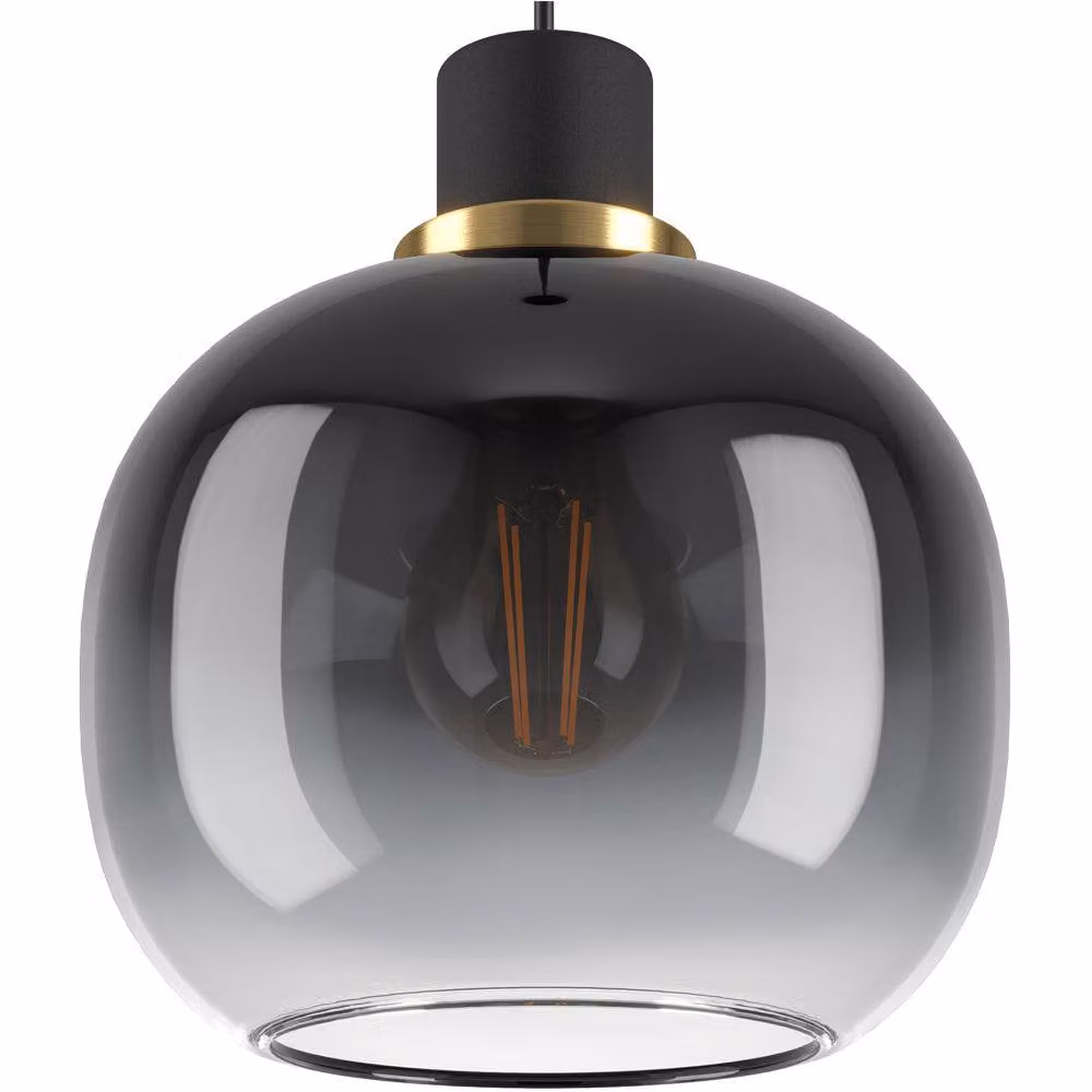 Loops Modern Black and Brass Sphere Pendant Light with Glass Shade – 3