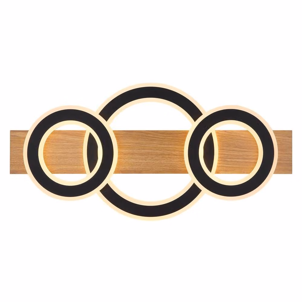 Netlighting Jayden 3 Ring Semi Flush Ceiling Light in Brown Wood Look with 3x LED Warm White 3000K – 2