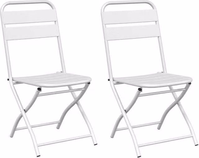 Berkfield Home Set of 2 White Steel Folding Garden Chairs