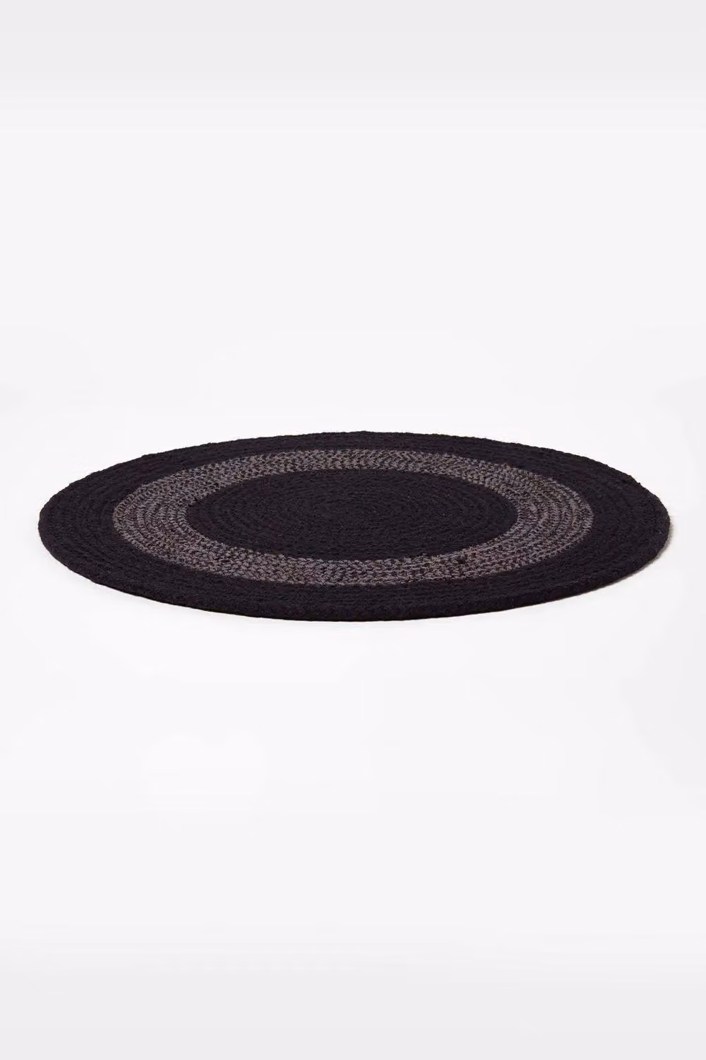 Homescapes Set of 4 Handwoven Black and Grey Cotton Round Placemats, Diameter: 40 cm – 4