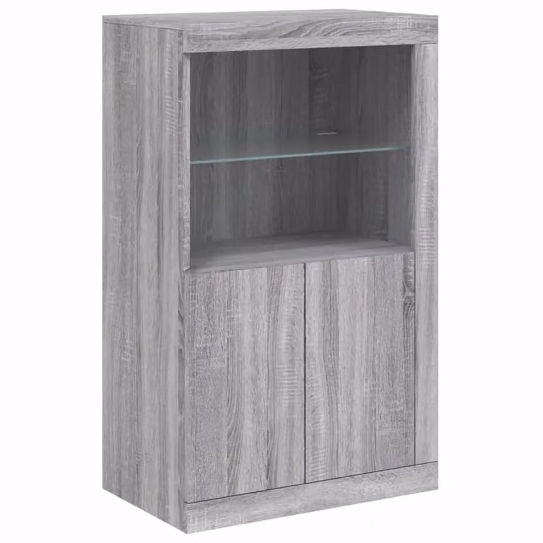Berkfield Home Modern Grey Side Cabinet with Integrated LED Lighting and Internal Shelves